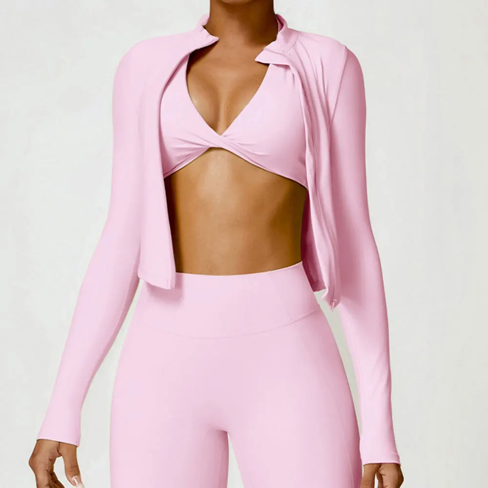 Women Gym Exercise Shirt Yoga Long Sleeve Sportswear Top Zipper Jacket Gym Push Up Workout Tops Running Cycling Sportswear sports jacket yoga jacket yoga top yoga shirt sports shirt sports t shirt