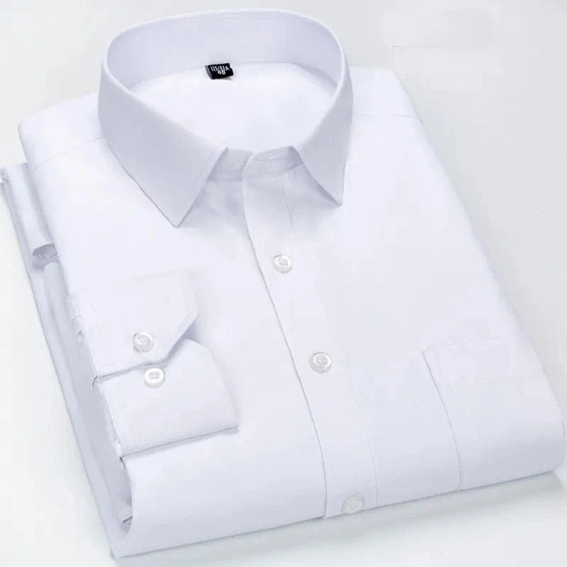 Men Dress Shirts Long Sleeve Office Social Work Non-iron Formal Business Regular Fit Smart Casual