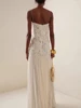 Elegant 3D Flower Long Dress Women Fashion Patchwork Pleated Female Sling Party Dresses 2025 Backless Maxi Lady Evening Robe 6