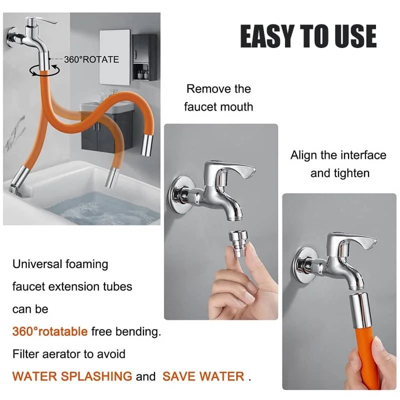 Kitchen Faucet Extension Extender Universal 360&deg; Rotating Silicone Flexible Hose Water Tap Pipe Tube for Bathroom Wash Basin faucet extender sink faucet extender water faucet extension pipe faucet extension pipe