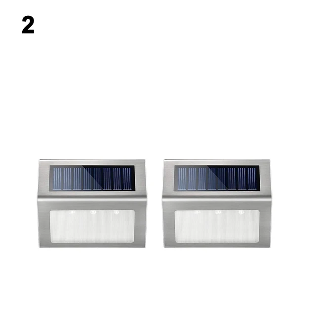 Outdoor LED Lights Solar Powered 3LED Waterproof Garden Wall Lamp For Fence Deck Stair Lights Decoration 2PACK
