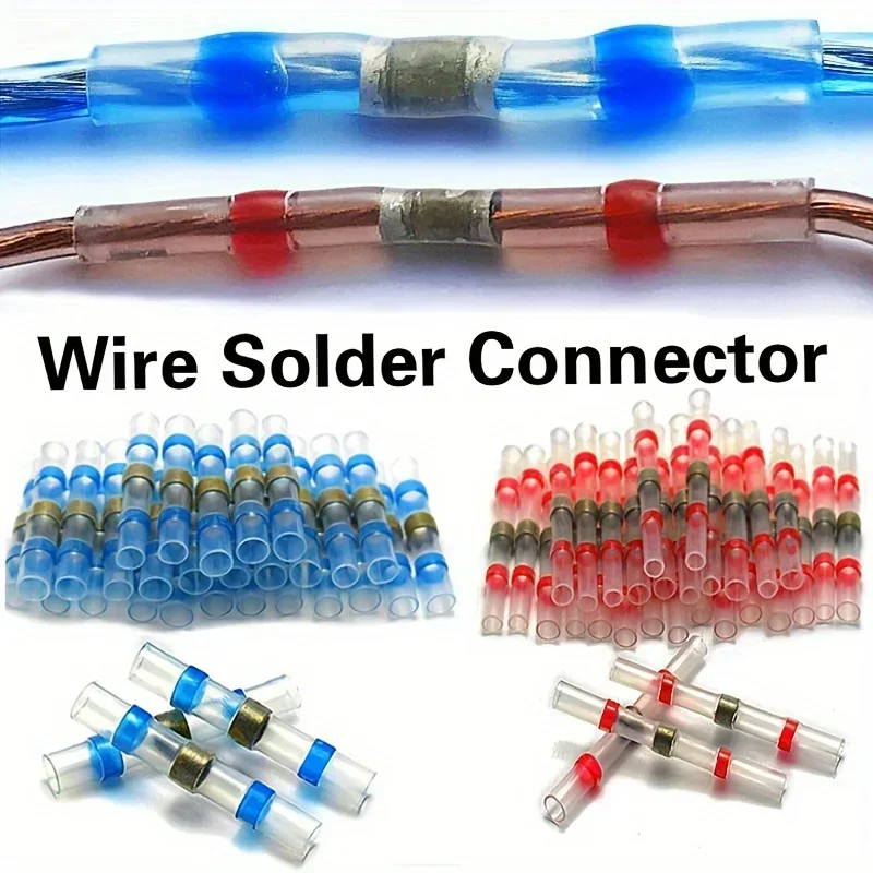 100pcs Waterproof Solder Seal Heat Connector Shrink Butt Connectors Lug Terminals Electrical Wire Car Insulated Terminal