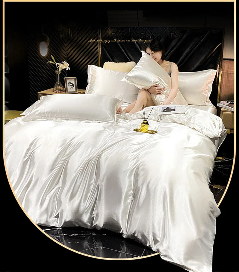 High Quality Mulberry Silk Bedding Set Satin High-end Satins Luxury Bedding Sets 4 Pcs Solid Color 100% Silk Duvet Cover Bed Set