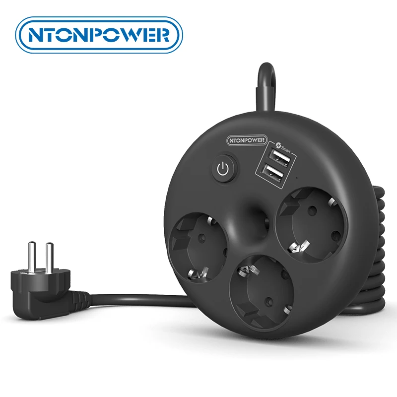 NTONPOWER Power Strip EU Plug 3AC Outlets Electrical Multiple Socket