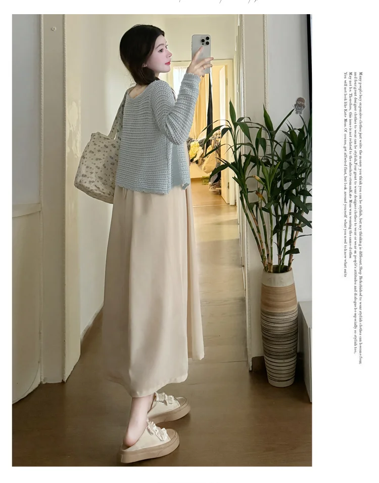 Spring Pregnant Women's Clothing Sets Long Sleeve Knitting Cardigans Strap Dress Twinset Fashion Maternity Dresses Suits