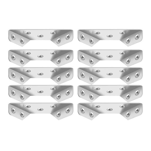 10Pcs Stainless Steel Angle Code Heavy Duty Universal Corner Brace Corner Brackets for Cabinet Cupboard Desk Shelf Table