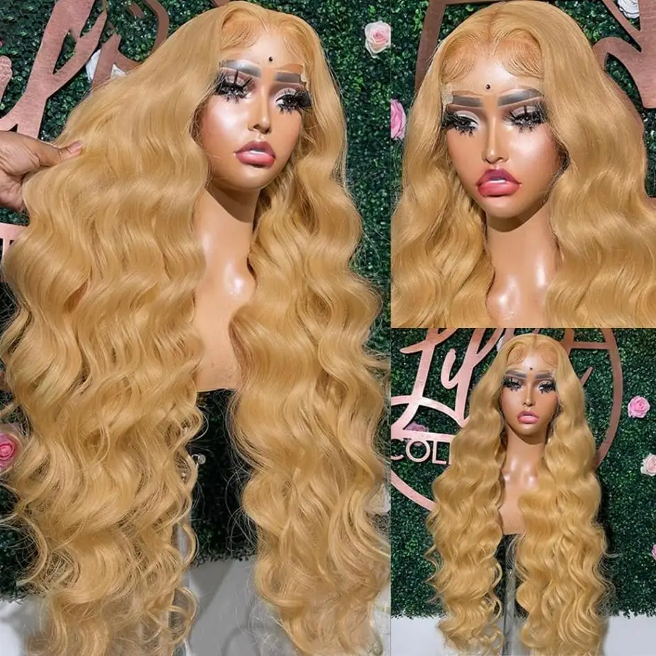 #27 Honey Blonde Wig Human Hair Body Wave Lace Front Colored Wig 13X6 13X4  Lace Frontal Preplucked Brazilian Wig For Women