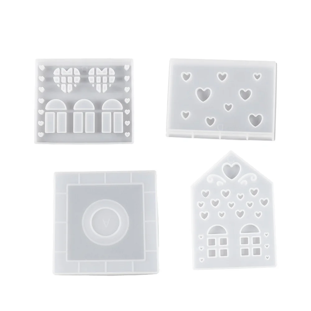 Description Picture 5 of item7pcs/set 3D House Silicone Molds DIY Resin Concrete Love House Candle Holder Mold House Shaped Decoration Ornaments Gypsum Mold