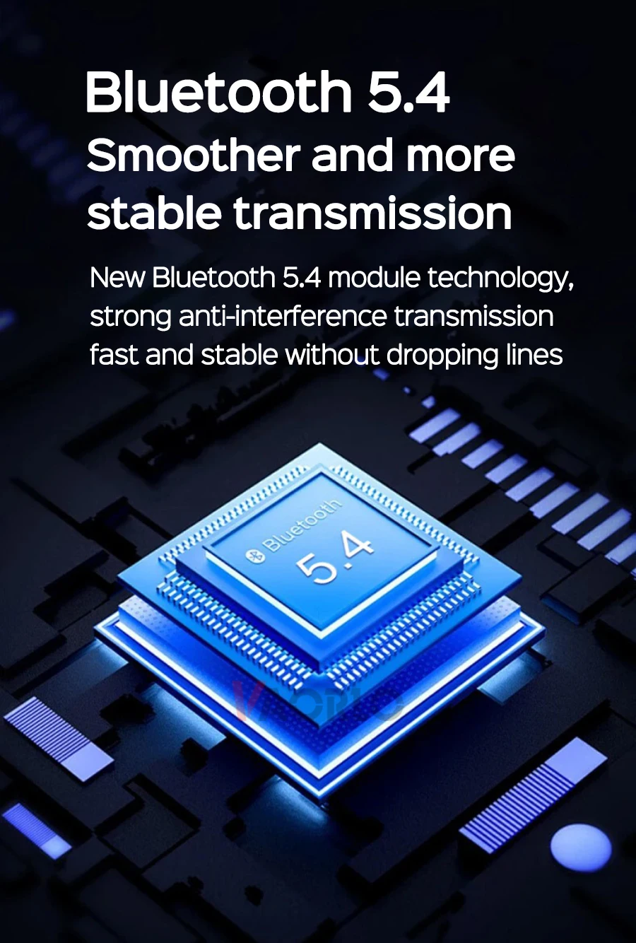 VAORLO Ear-hook Bluetooth 5.4 Business Earphone 180° Rotation Open Ear Headset With Mic Long Battery Life HiFi Stereo Headphone