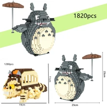 

HC 9005 Anime My Neighbor Totoro Cat Animal Pet Umbrella Model DIY Mini Diamond Blocks Bricks Building Toy for Children no Box