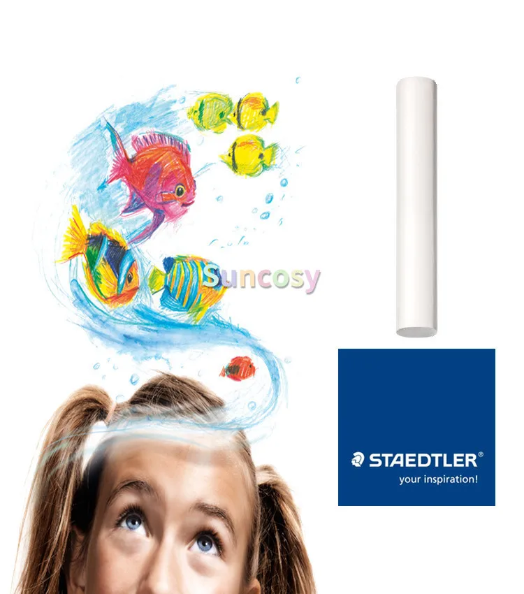 STAEDTLER 화이트 칠판 분필 2350, 12 개 세트, 미세하고 매끄럽고 안전하게 먼지 없는 큰 코어, 직경 12mm, 독일산