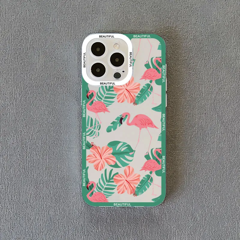 Vibrant Pink Red Flamingo Clear Phone Case – Stylish Transparent Coque Phone Cover