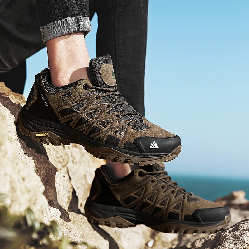 HIKEUP Modische Outdoor-Schuhe, Wandern, Herren, Sport, lässig, Bergtrekking-Stiefel, Camping-Sneaker für Herren, rutschfest, verschleißfest – Detail 12