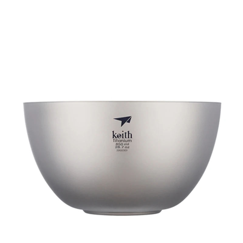 Titanium Camping Bowl Double Wall Anti-scald 850ml Outdoor Travel Tableware