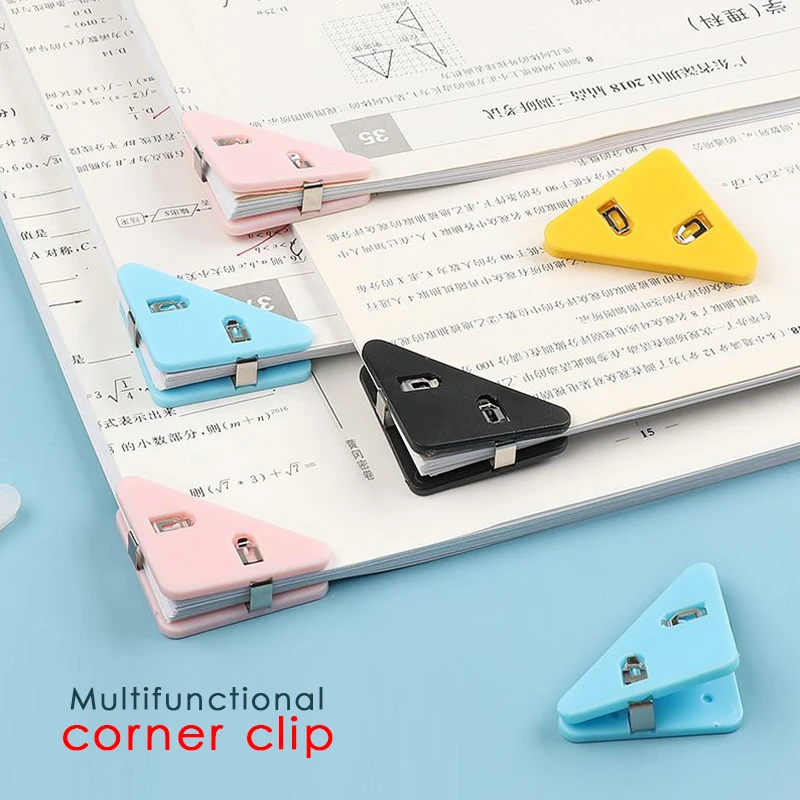 5 PCS/Set PET Color Triangle Book Paper Corner Clip Binder Clips for Desk Storage Shelf Office Desktop Organizer Organization binder clips