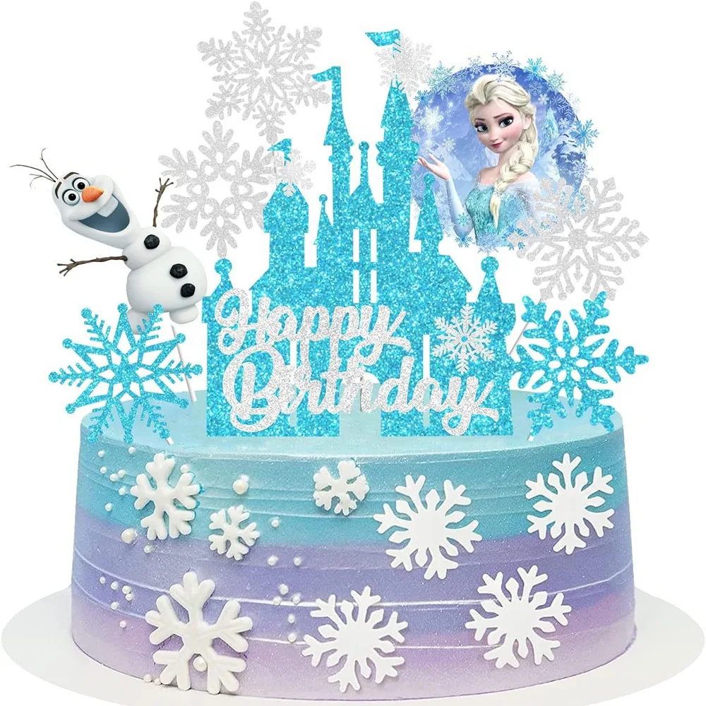 8pcs Frozen Cake Topper Frozen Castle Birthday Cake Cuptopper Decoration  Snowflake Frozen Theme for Kids Baby Shower Supplies - AliExpress, image size:1000x1000