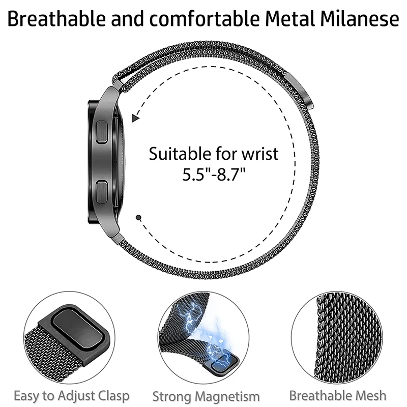Elegant Milanese Loop - Metal Magnetic Bracelet Strap (22/20mm)