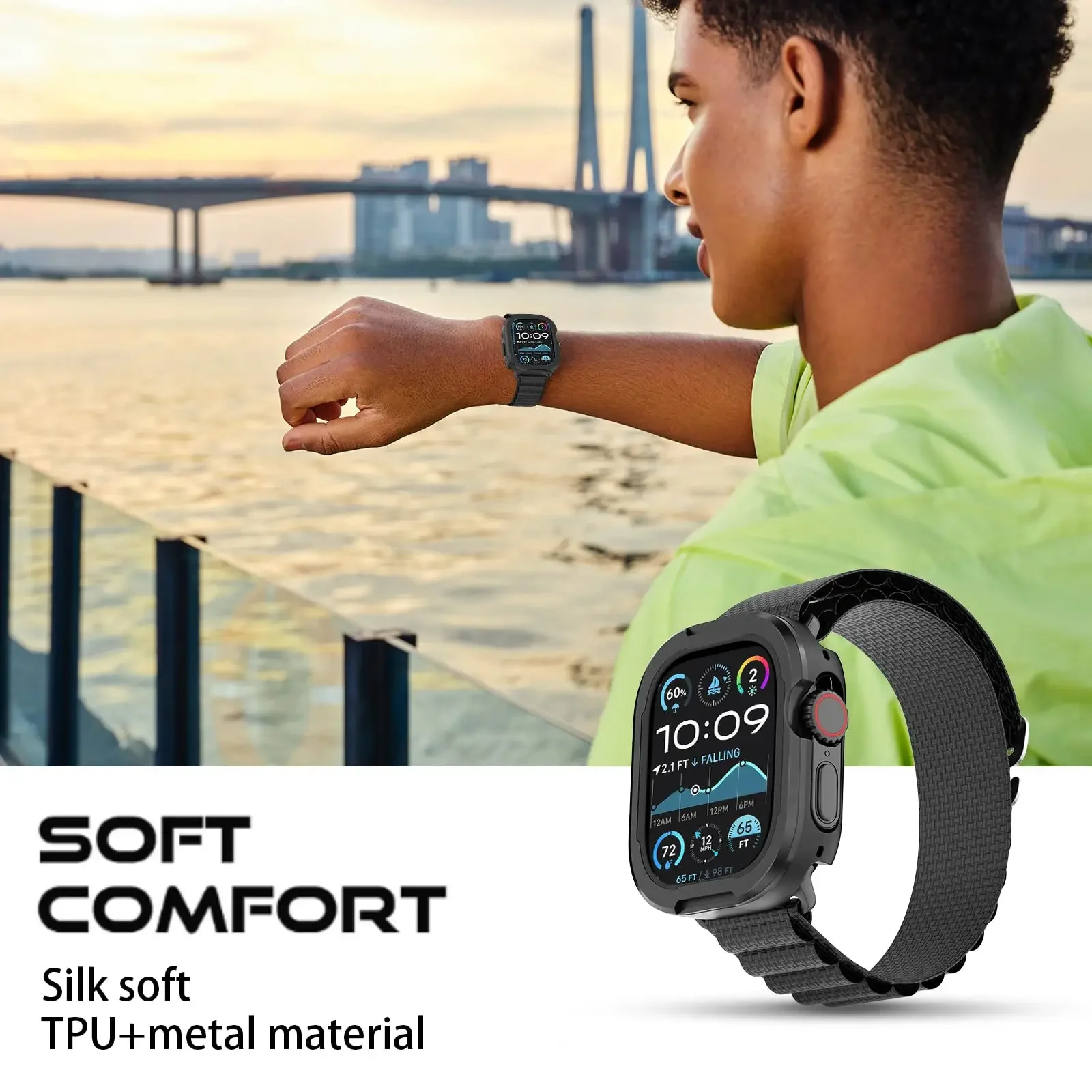 Sleek Dual-Layer Metal & TPU Apple Watch Protector Case