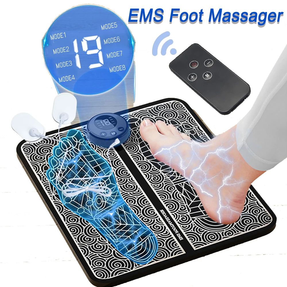 Ems Foot Massager Pad Portable Foldable Massage Mat Pulse Muscle Stimulation Improve Blood Circulation Relief Pain Relax Feet