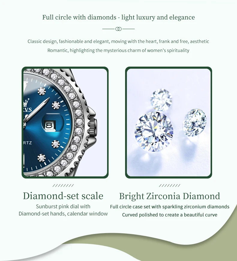 OLEVS קוורץ שעון לנשים יהלומי חיוג יוקרה נירוסטה עמיד למים אלגנטי גבירותיי אופנה למעלה מותג נשים של שעון 9945