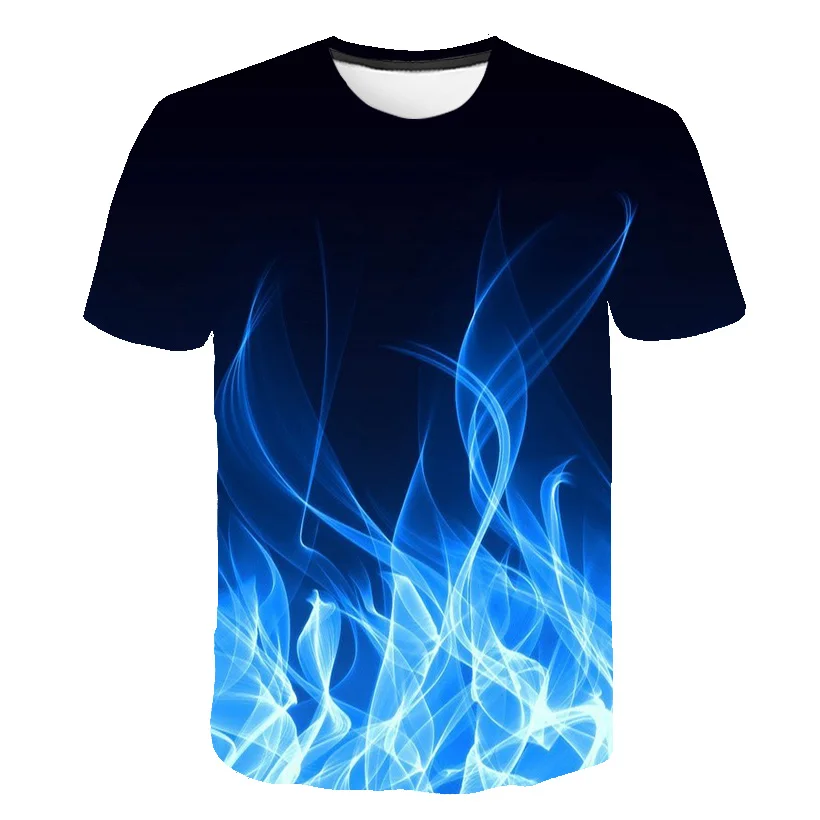 Flame T shirt summer new style kids 3D print tops boys girls new year fashion loose cool short sleeve T shirts 4-14 years old children's age t shirt	