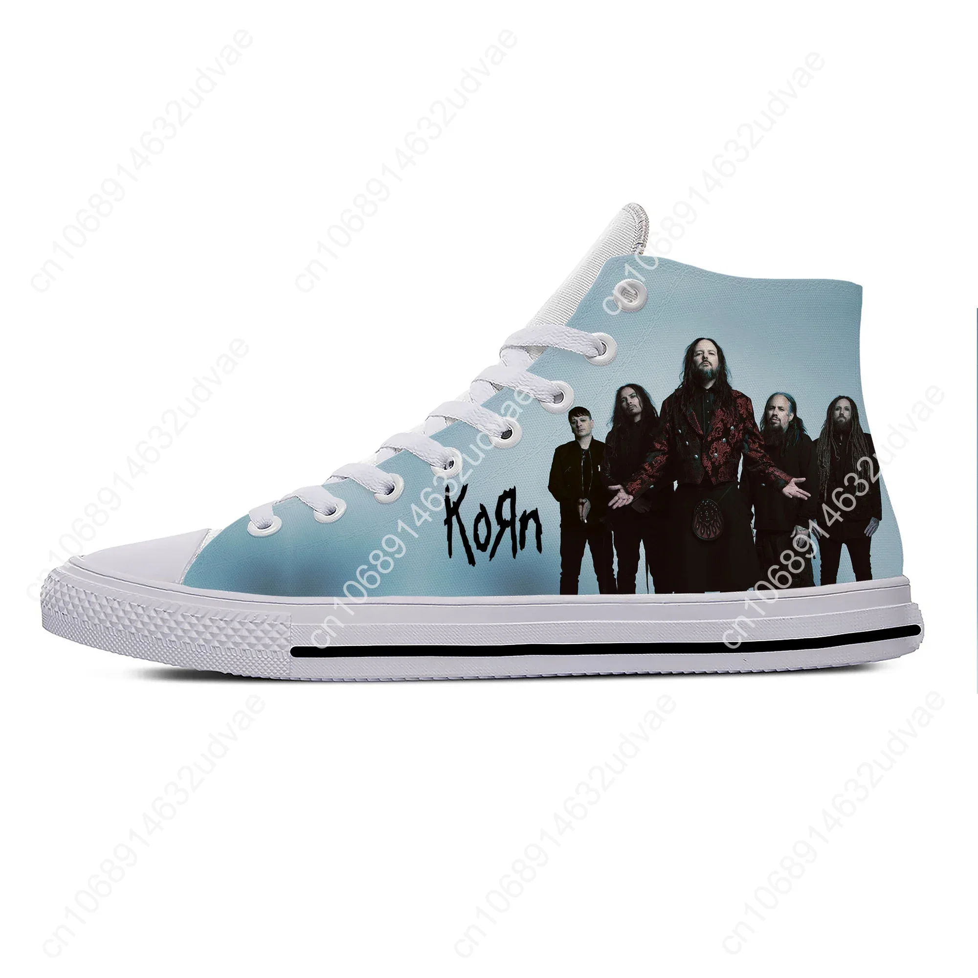 Korn Rock Band High Top Sneakers Mens Womens Teenager Casual Shoes Canvas Running Shoes 3D Printed Breathable Lightweight Shoe