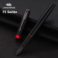 Jinhao 75 Metal Fountain Pen Black/Black Red Luxury Pens 0.5mm Nib Writing Ink Pens Stationery Business Office School Supplies 1