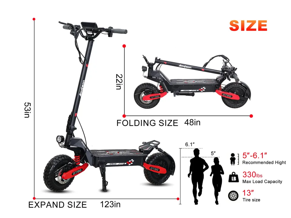 Arwibon GT06 1200W Foldable E-Scooter for Adults -Max Speed 25MPH