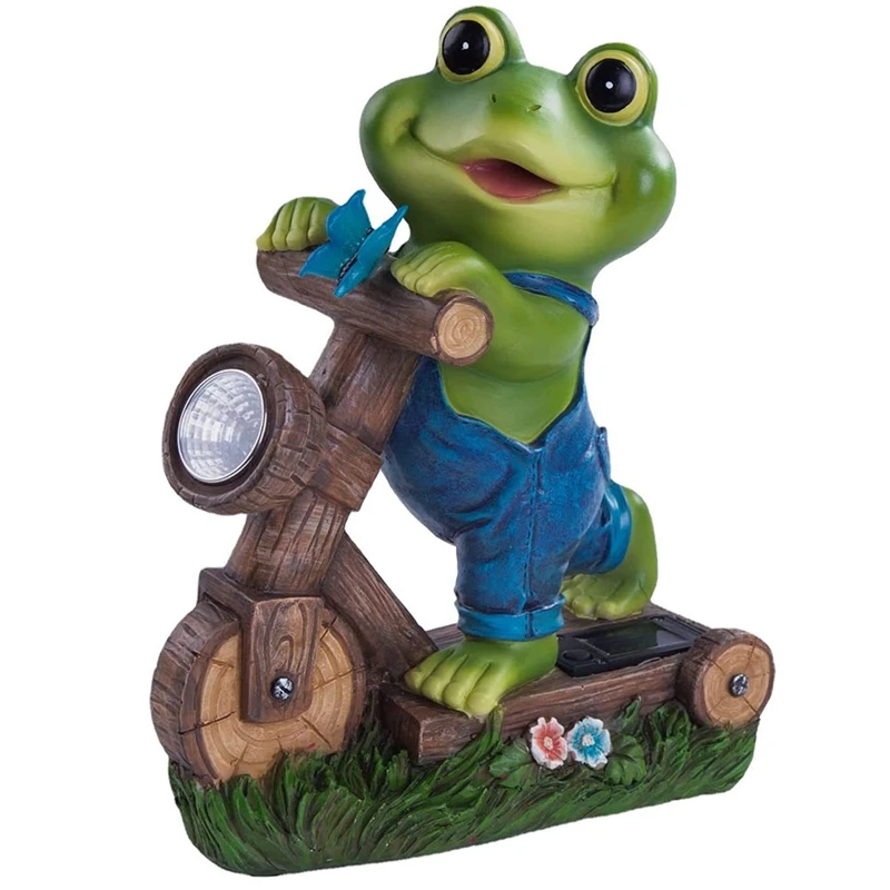 

Frog Cycling Model Garden Solar Frog Decorations Frog With Solar Lamps Lawn Ornament With Solar Light Outdoor Decoration Durable