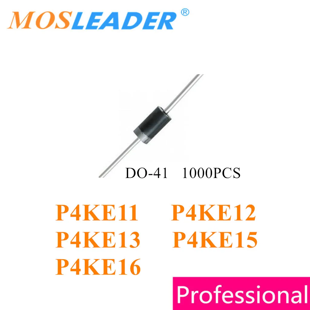 

Mosleader 1000 шт. DO41 P4KE11A P4KE12A P4KE13A P4KE15A P4KE16A DIP P4KE11CA P4KE12CA P4KE13CA P4KE15CA P4KE16CA Chinese