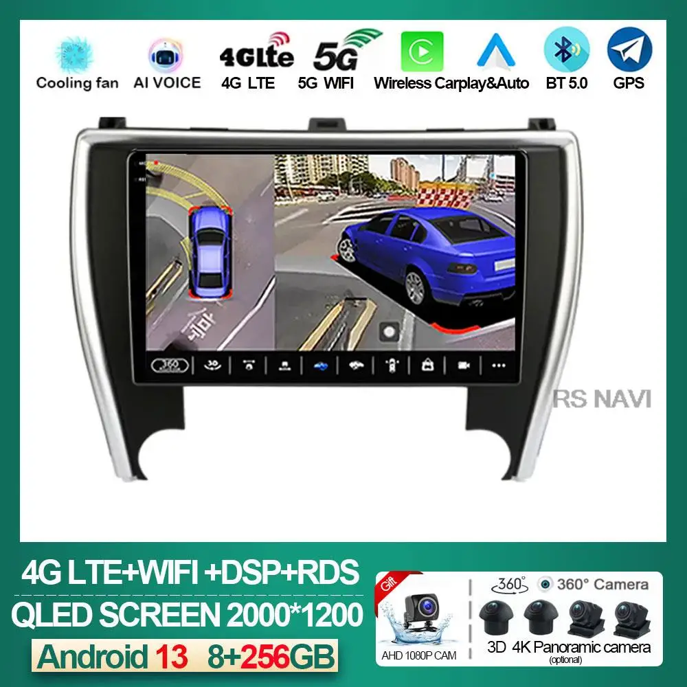 

10.1'' Android 13 For Toyota Camry 7 2014 - 2017 QLED Screen DSP Aar GPS Navigation car stereo Radio Player GPS Multimedia video