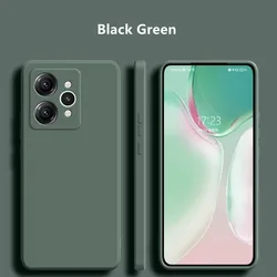 Premium Liquid Silicone Soft TPU Phone Case - Stylish and Durable Protective Cover for Realme 15 Pro (Black Green)
