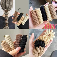 1Pc Telephone Wire Hair Ties Women Girls Solid Color Wool Elastic Hair Bands Spiral Coil Rubber Bands Ponytails Hair Accessories 1