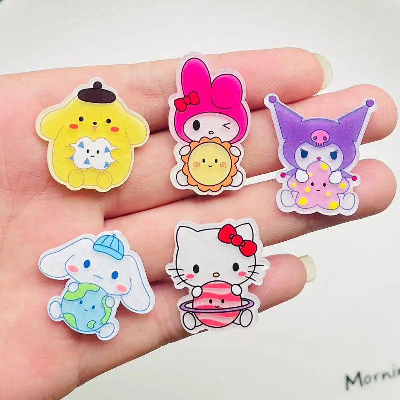 

10Pcs New Acrylic Kawaii Cute Cartoon animal planet Sticker Series Clip Book DIY Fashion Hairpin Decoration Crafts
