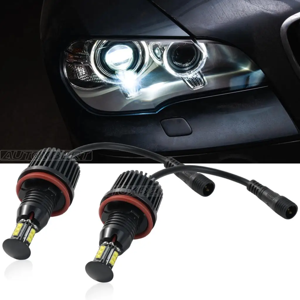 Riloer H8 120W LED Angel Eye Lamps White