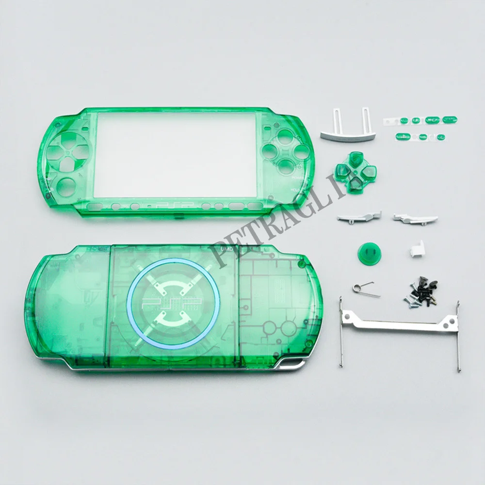 交換用シェル,クリアカラー,psp3000,psp 3000コンソール用,ボタン付き 