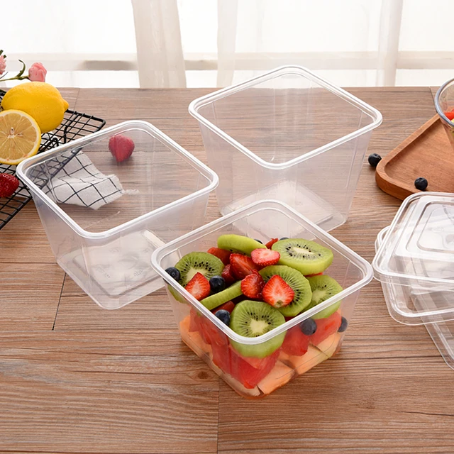 Plastic Lunch Box Disposable Cake Fruit Container Transparent With Lid Restaurant  Takeout Tableware Food Tool Square Salad Bowl - AliExpress