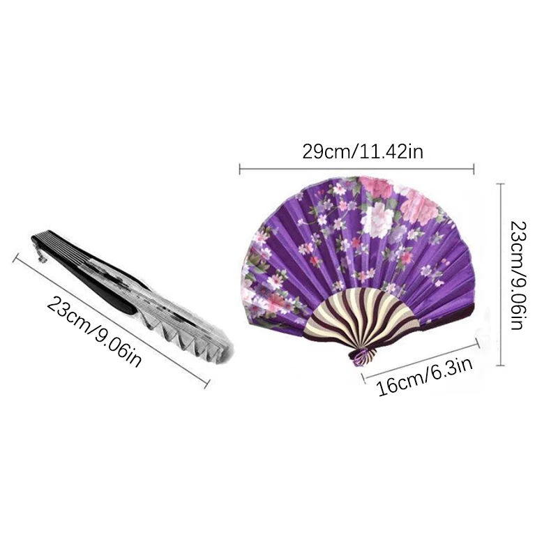 핸드 폴드 선풍기 레트로 장식, 남녀공용 댄스 소품, 웨딩 거실 캐비닛 장식, 대나무 나무 실크 꽃 접이식 선풍기