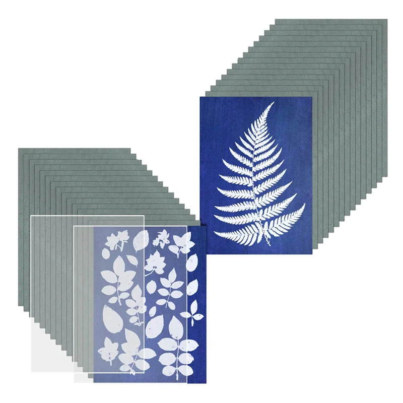 Ol-30 시트 시아노타입 용지(2시트 아크릴 패널 포함) Sun Print Paper Kit, 시아노타입 용지