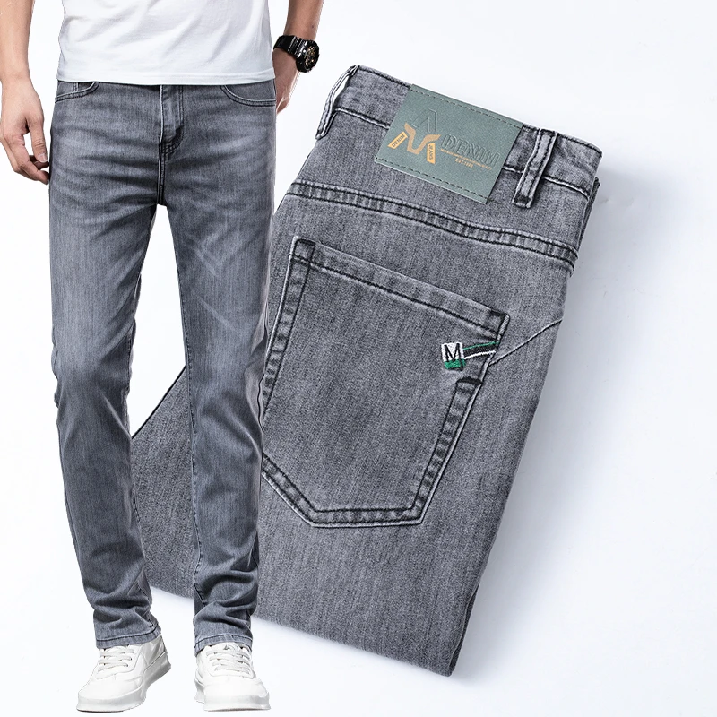 2023 Spring/summer Brand New Men's Lightweight Denim Jeans Slim Cotton