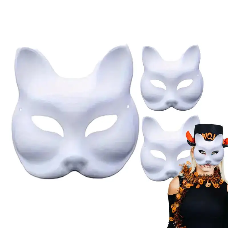 

Paintable DIY Crafts Unisex Cat Christmas Face Cover Stage Half Mask Cute Realistic Animal Cosplay Masquerade Cat Lovers Prom