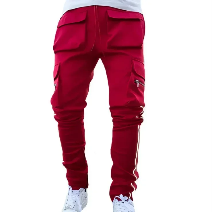 thumbnail image 1 of Pantalones de hombre con múltiples bolsillos y múltiples bolsillos, pantalones cargo para hombre, pantalones de jogging ajustados y elásticos, pantalones holgados de licra, ropa de alta calidad, noved, 1 of 5