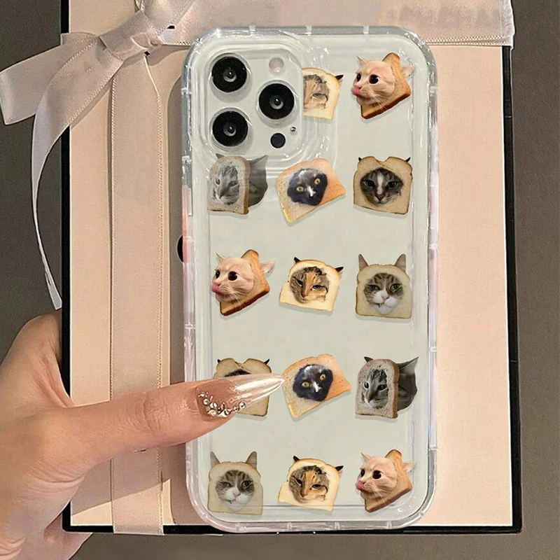 Artistic Cute Cat Print Clear Soft Phone Case Cover