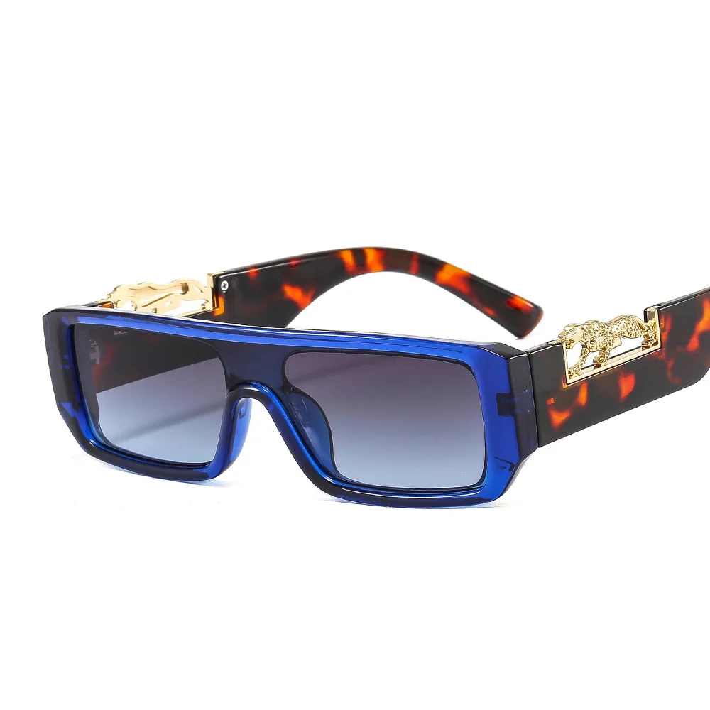 New Retro Square Double Color Sunglasses For Women Men Fashion Metal Cheetah Decoration Sun Glasses Eyewear Shades UV400 Trendin 12