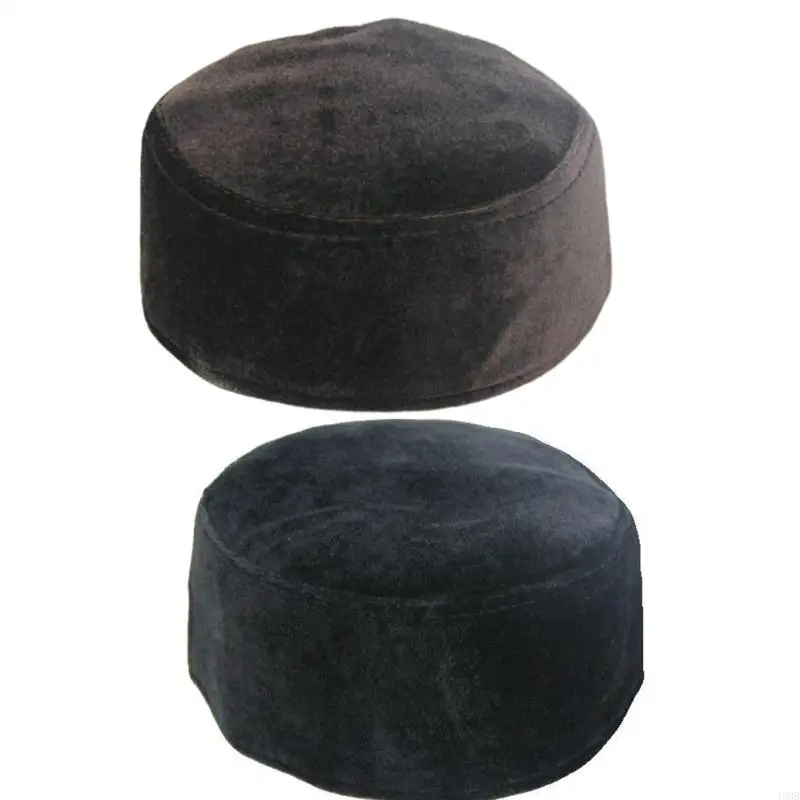 49MB Men's Muslim Prayer Winter Warmth Hat Islam Arabic Dubai Hijab Skull Caps Simple Ethnic Beanie Headware