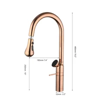 JIENI Rose Gold ก๊อกน้ําห้องครัว 360 หมุน 3-Way ทองเหลืองที่ถอดออกได้ก๊อกน้ําอ่างล้างจานจอแสดงผลอุณหภูมิ LED ร้อนเย็น TAP 6