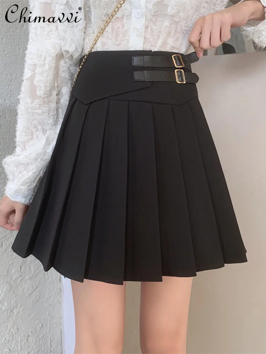 

Oversized Slimming Outwear Pleated Short Skirt Korean Fashion All-Match High Waist Temperament A- Line Skirt Autumn and Winter