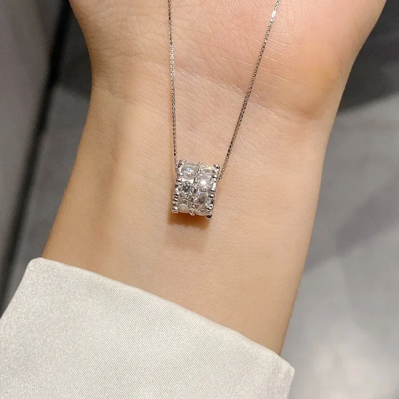 TFGLBU Trendy All 1.5mm Excellent Cut S925 Sterling Silver Moissanite Necklace for Women Clavicular Chain Diamond GRA Jewelry