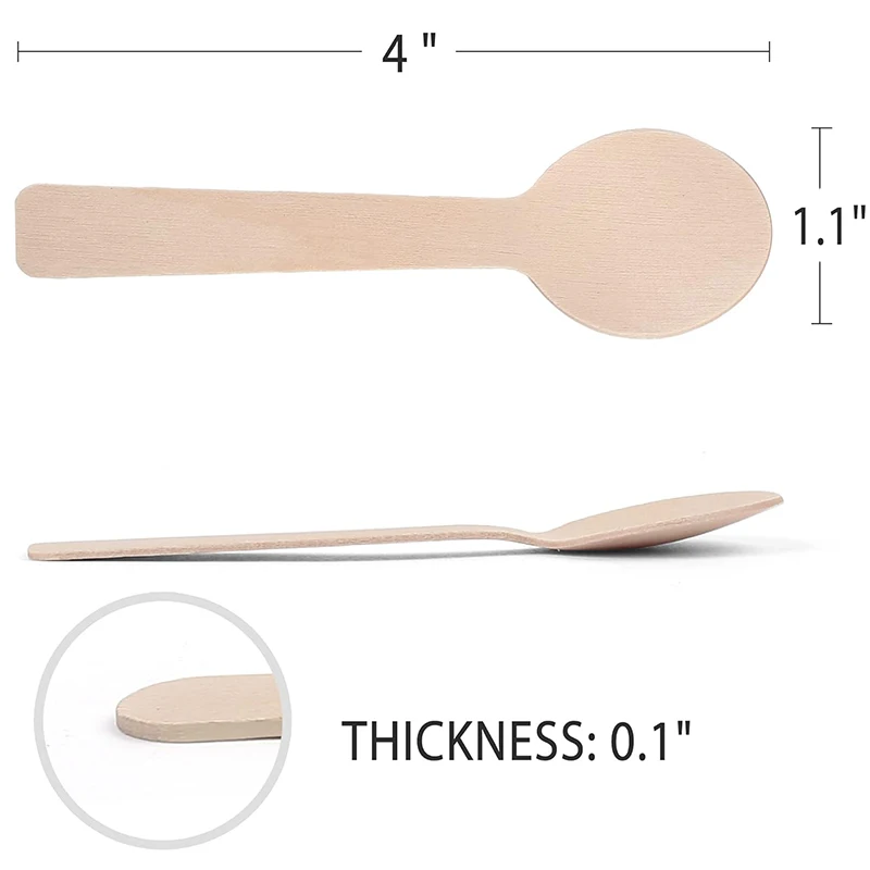 50/100/200Pcs Mini Wooden Spoons Disposable Tasting Sampling Spoons Biodegradable Birchwood Taster Spoons