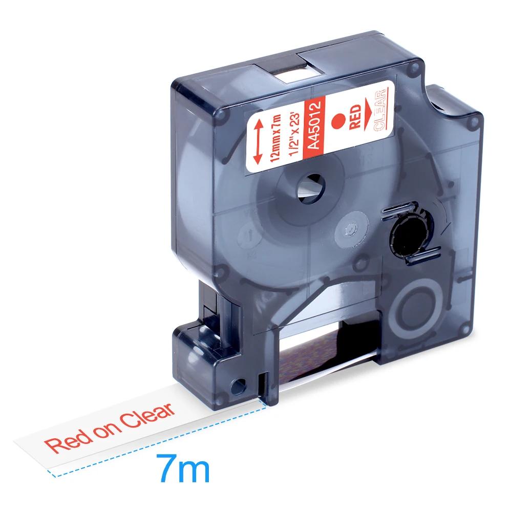 Nastro Aken Compatibile Dymo D1 - 3 Rotoli 12mm X 7m Nero Su Trasparente